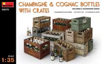 Набор деталировки MiniArt: Бутылки шампанского и коньяка с ящиками
